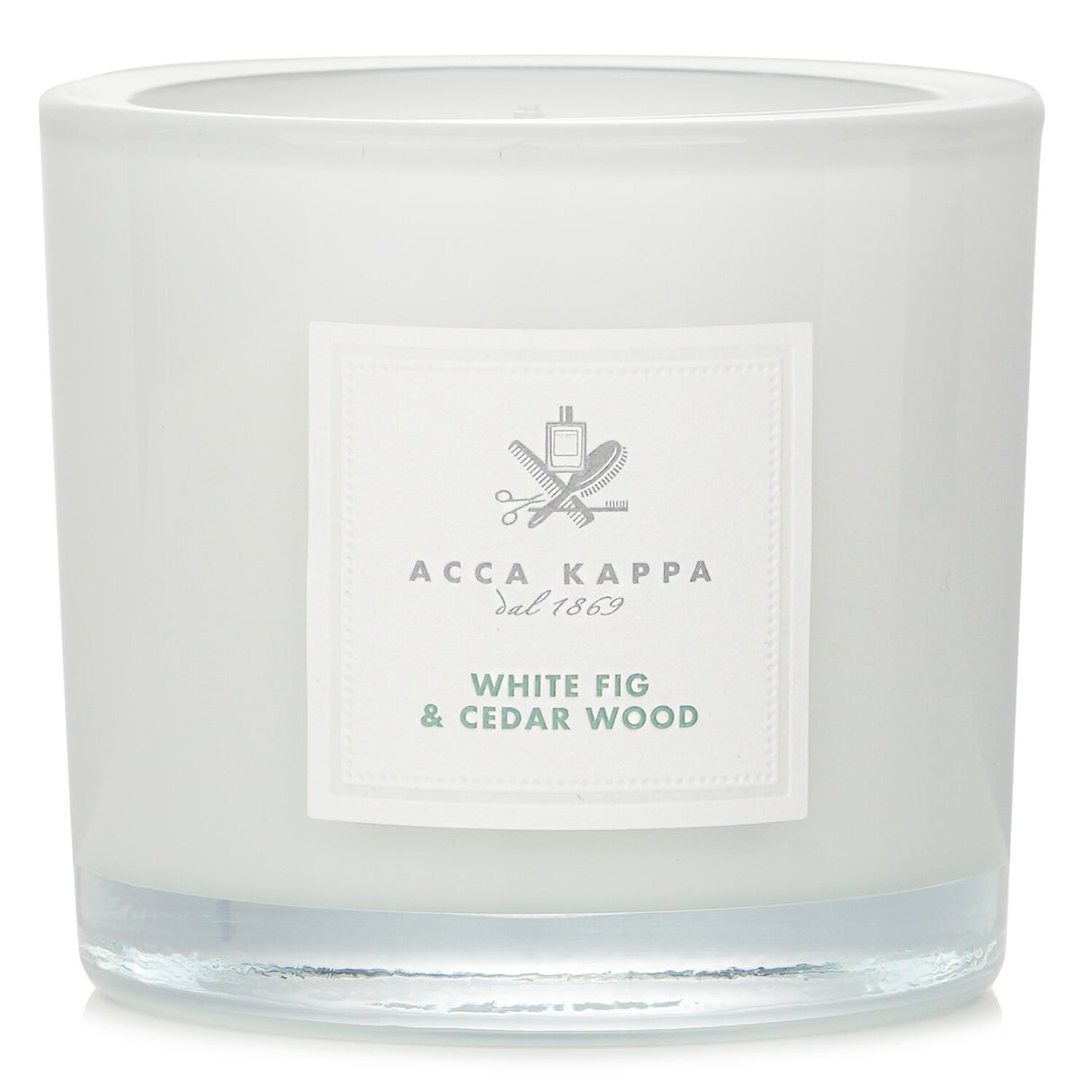 "Acca Kappa scented candle in White Fig & Cedarwood, 180g, enhancing ambiance with a blend of fig and cedarwood aromas."