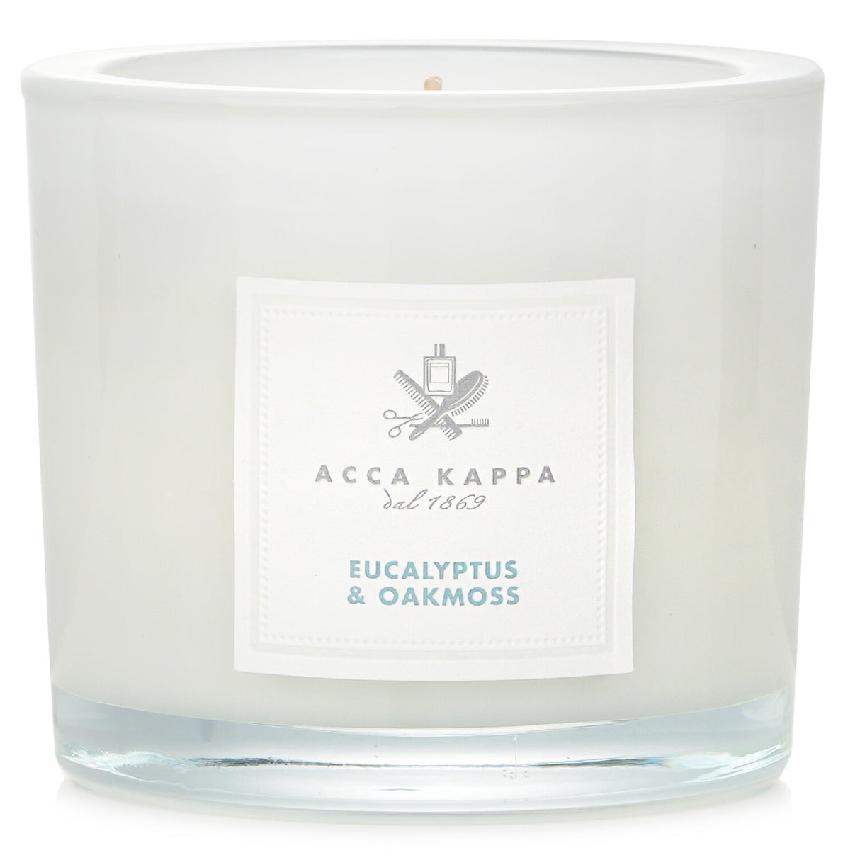 Eucalyptus & Oakmoss scented candle by Acca Kappa, 180g, offers a refreshing and calming aroma for relaxation and ambiance.