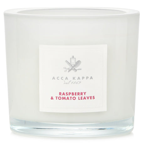 Delicate Acca Kappa scented candle blends sweet raspberry and fresh tomato leaves, ideal for creating a serene ambiance.