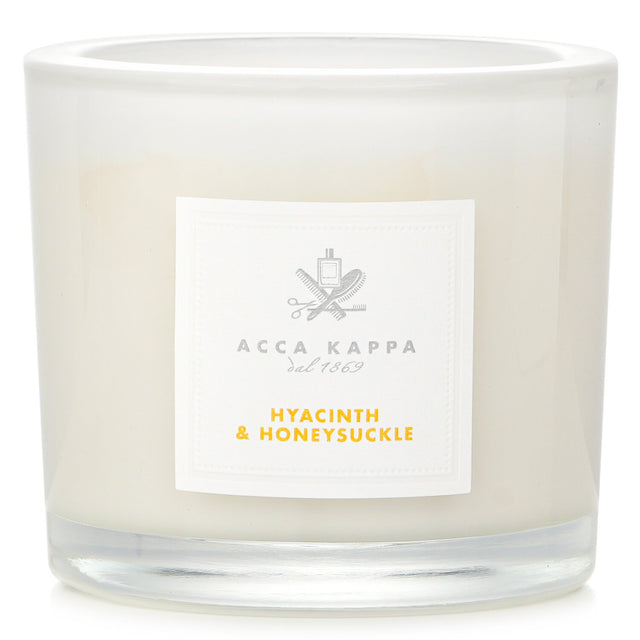 Acca Kappa Hyacinth & Honeysuckle scented candle, 180g, hand-poured soy wax for a fragrant and elegant home ambiance.
