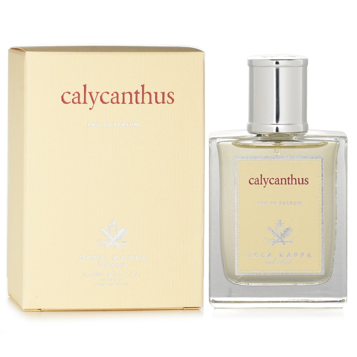 Acca Kappa Calycanthus Eau De Parfum in a sleek 50ml bottle, featuring a captivating floral and warm scent blend.