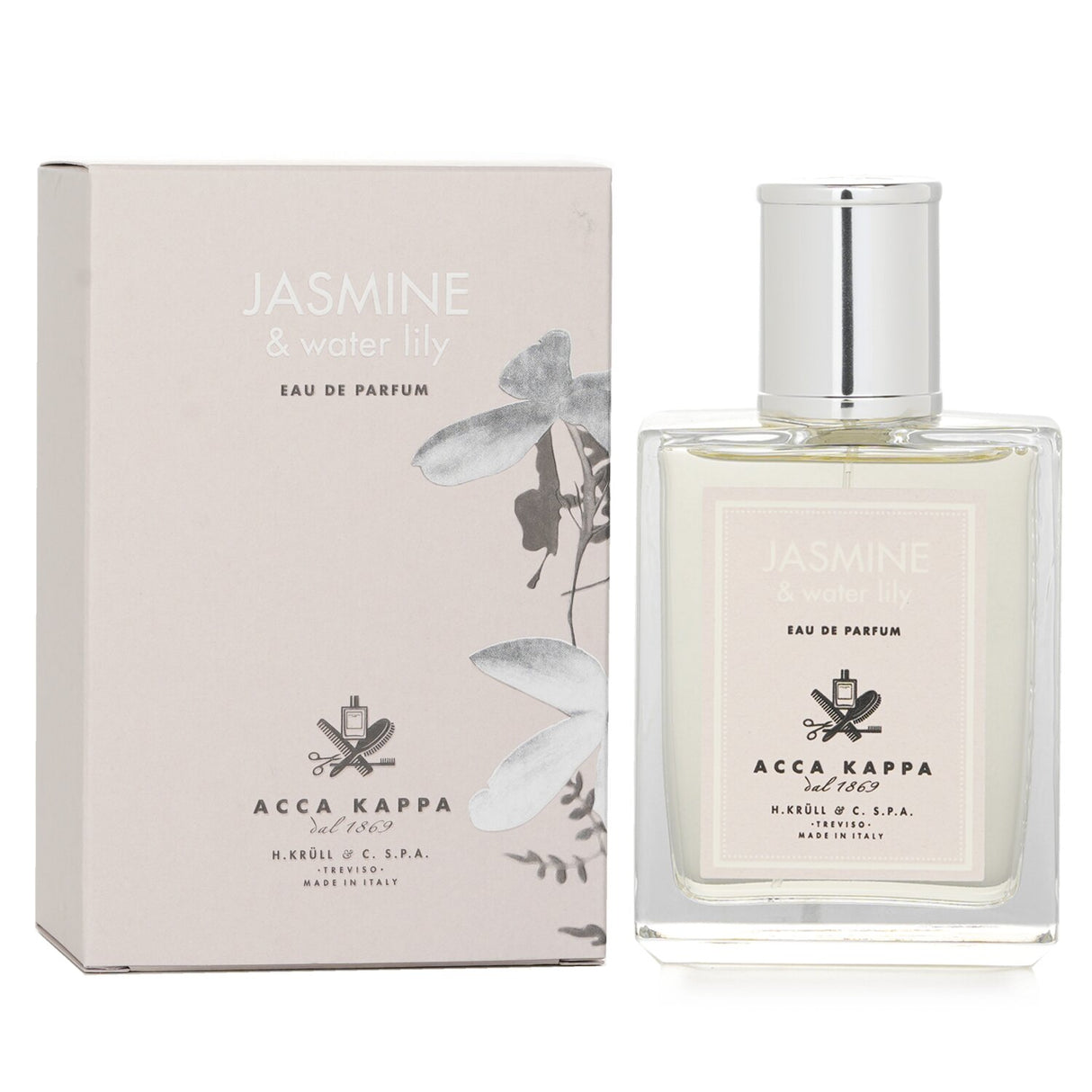 Acca Kappa Jasmine & Water Lily Eau De Parfum 100ml, featuring a romantic scent blend of jasmine, water lily, and soft musk.