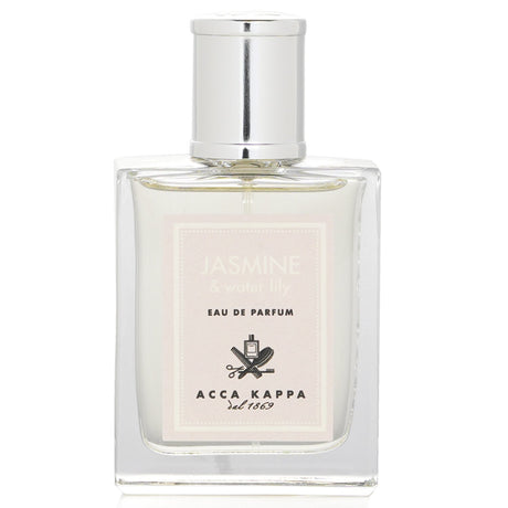 Acca Kappa Jasmine & Water Lily Eau De Parfum Spray in a stylish bottle, embodies floral elegance and aquatic freshness.