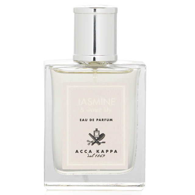 Acca Kappa Jasmine & Water Lily Eau De Parfum Spray in a stylish bottle, embodies floral elegance and aquatic freshness.