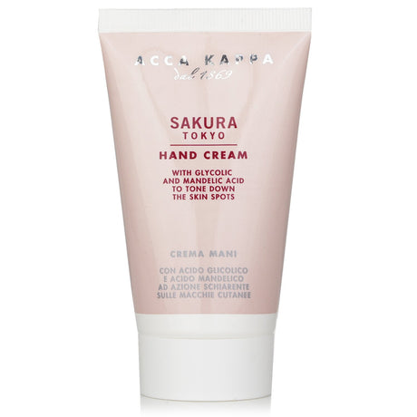 Acca Kappa Sakura Tokyo Hand Cream, 75ml, hydrates with cherry blossom essence for silky, fragrant hands.