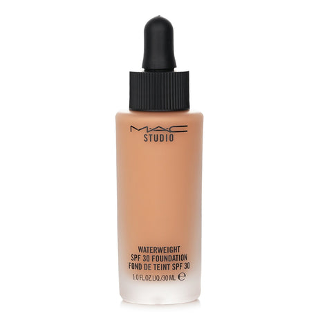 MAC Studio Waterweight Foundation NC44 in 30ml, a hydrating gel-serum with SPF 30 for radiant, buildable coverage.