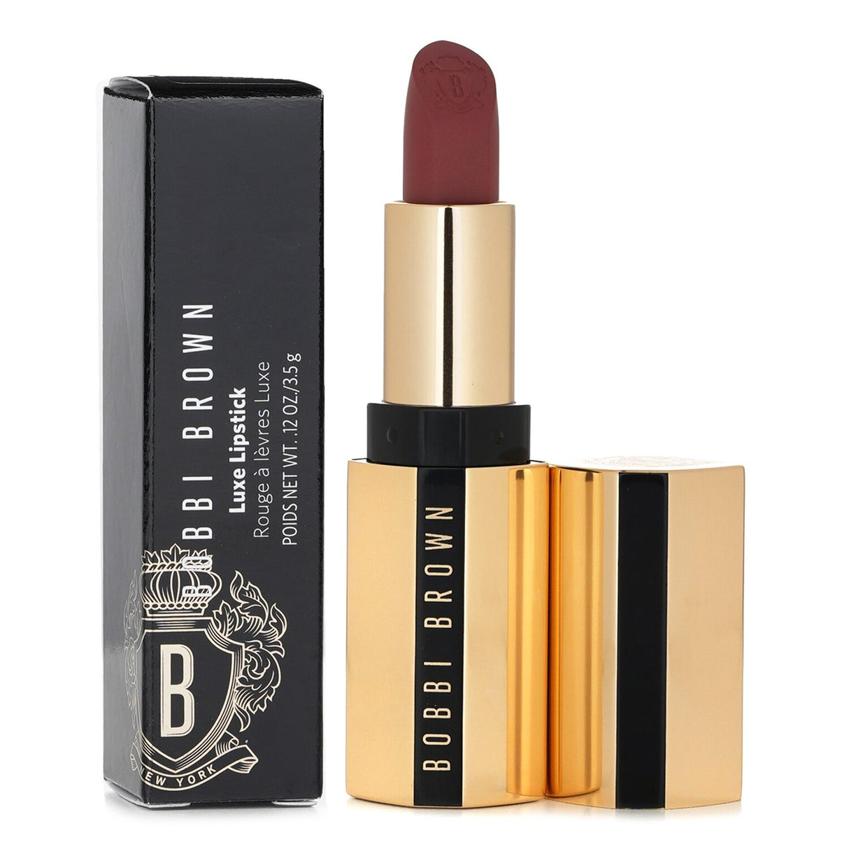 Bobbi Brown Luxe Lipstick #315 Neutral Rose, showcasing a rich satin finish and skincare benefits for rejuvenated, vibrant lips.