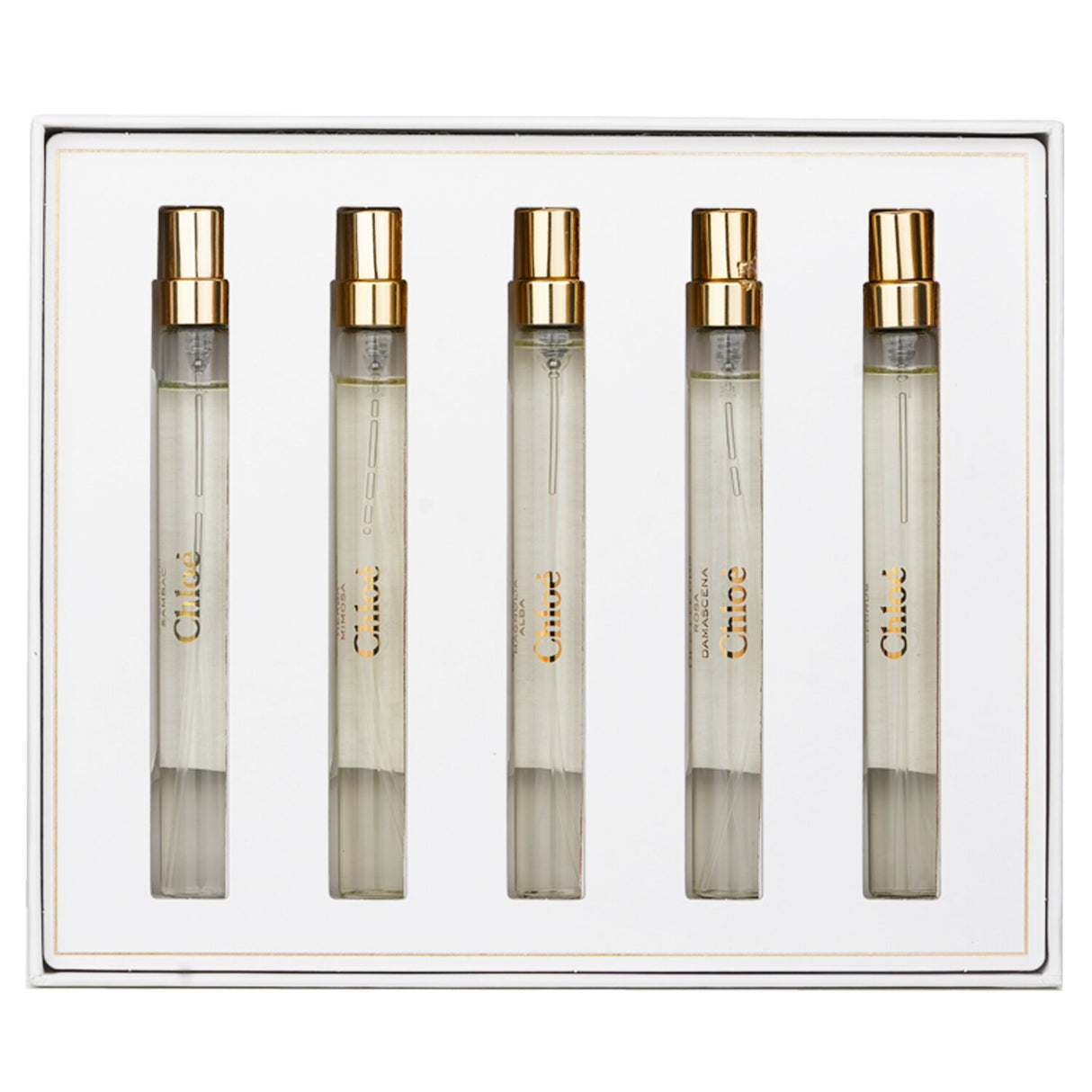 Chloe Atelier Des Fleurs Coffret features five 10ml floral EDP sprays, perfect for travel and floral fragrance lovers.