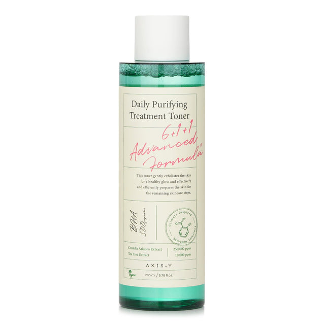 AXIS-Y Daily Purifying Treatment Toner, 200ml, for oily skin; clears pores, reduces acne, infused with Centella and Tea Tree extracts.