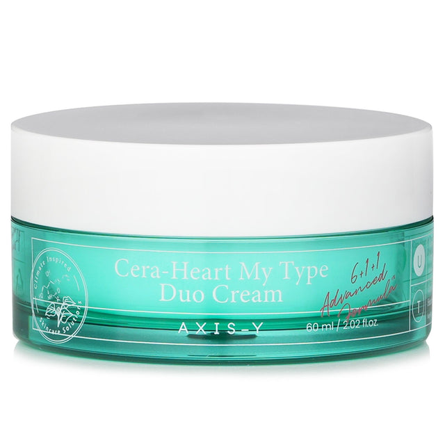 AXIS-Y Cera Heart My Type Duo Cream, a 60ml nourishing moisturizer for combination skin, balancing hydration for U and T zones.