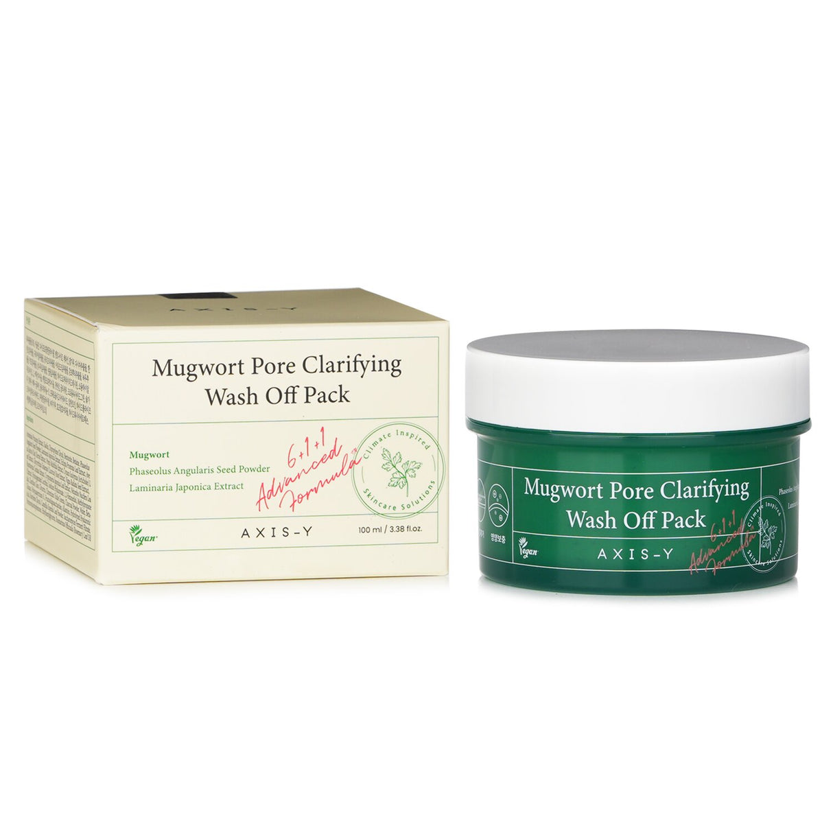 AXIS-Y Mugwort Pore Clarifying Wash Off Pack, 100ml, for clearer, radiant skin with 61% Mugwort and natural exfoliants.