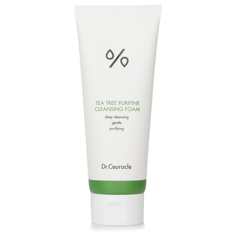 Dr.Ceuracle Tea Tree Purifine 30 Cleansing Foam with 30% tea tree extract, purifying and hydrating for acne-prone skin.