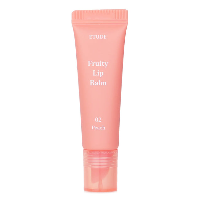 Etude House Fruity Lip Balm in #02 Peach, 10g, enriched with hydration and vibrant peach flavor for soft, luscious lips.