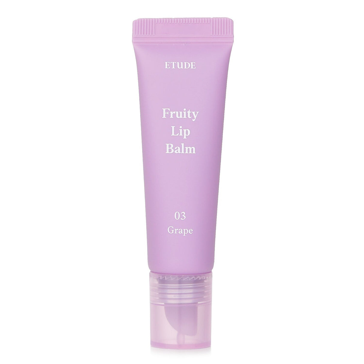 Vibrant Etude House #03 Grape Lip Balm, enriched with Berry Fruit Complex for hydration and a sweet grape scent.