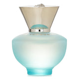 Miniature bottle of Versace Dylan Turquoise Eau De Toilette with fresh notes of lemon and berries, perfect for travel.