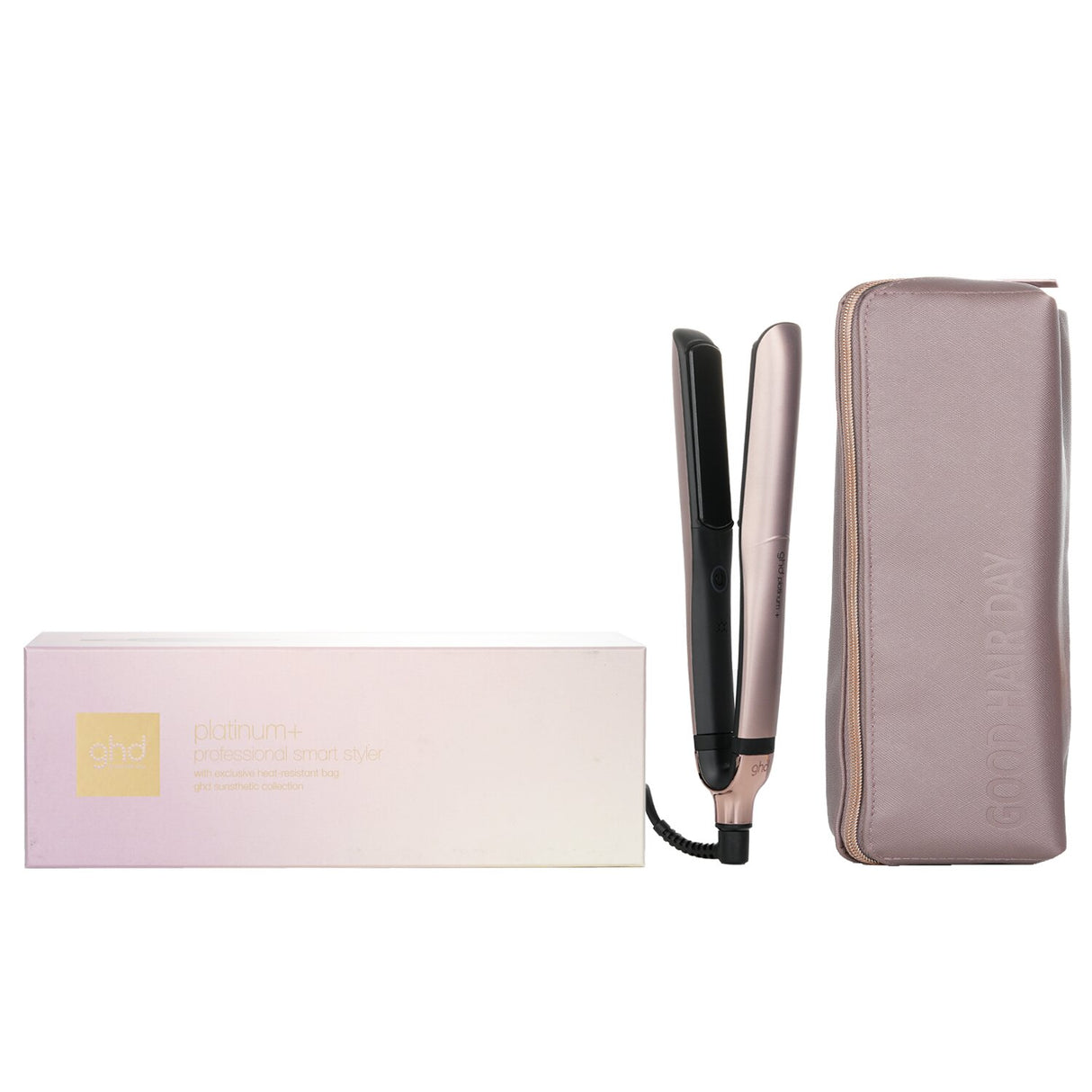 GHD Platinum+ Smart Styler in Sun Kissed Taupe, featuring predictive technology for flawless styling and ultra-gloss plates.