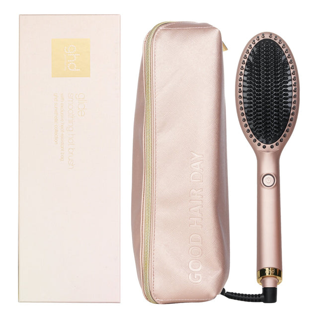 GHD Glide Smoothing Hot Brush in Bronze, designed for quick, salon-quality styling with advanced heat and ioniser technology.