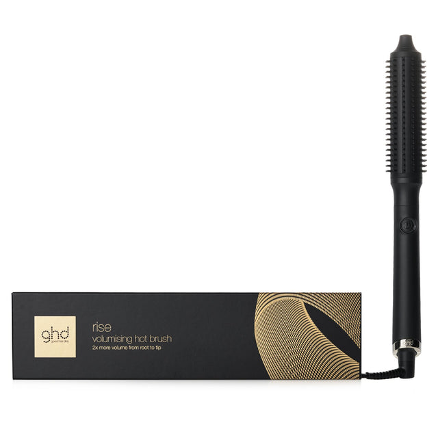 GHD Rise Volumising Hot Brush in black, designed for lasting volume and curls with advanced temperature control and 5mm bristles.