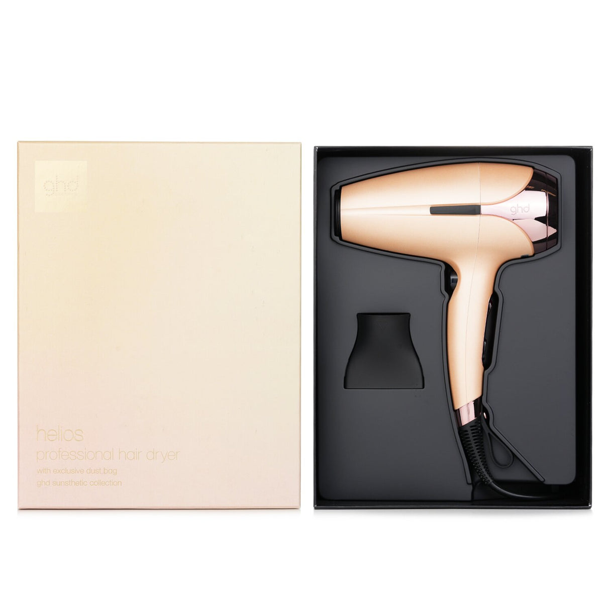 GHD Helios Professional Hair Dryer in Sun Kissed Desert, featuring powerful airflow and advanced ionic technology for smooth, shiny hair.