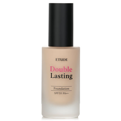 Etude House Double Lasting Foundation #21W1 Beige in 30g offers high coverage, SPF 35 protection, and a weightless, matte finish.