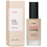 Etude House Double Lasting Foundation SPF 35 in #23W1 Honey Sand offers weightless, long-lasting coverage for flawless skin.