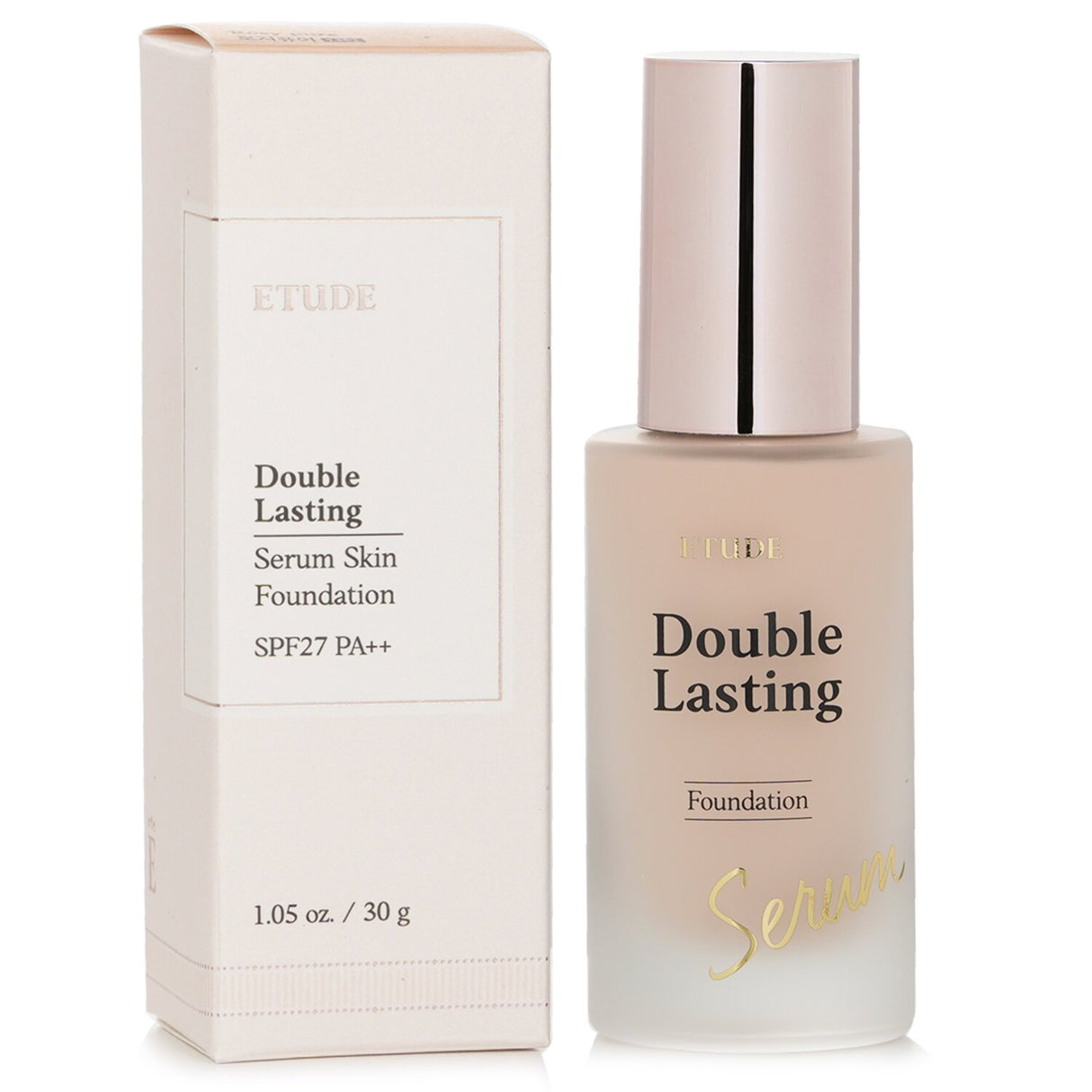 Etude House Double Lasting Serum Foundation SPF 27 #13C1, hydrating, lightweight with a natural glow for all skin types.