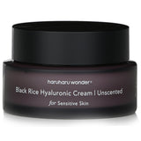 Hydrating unscented black rice cream with fermented ingredients for plump, smooth skin, free from harsh chemicals.