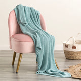 Moss Seed Stitch 100% Cotton Knitted Throw 130 x 170cms French Blue