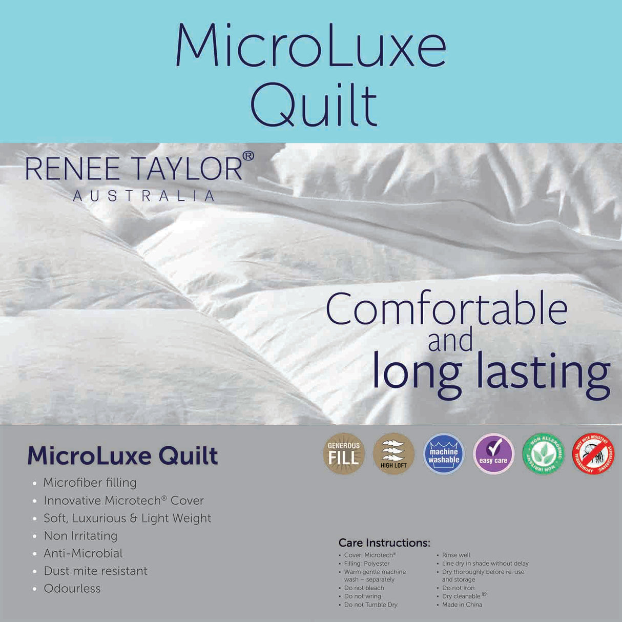 600 GSM Microluxe Down Alternate Quilt With Premium Microfiber Filling Double