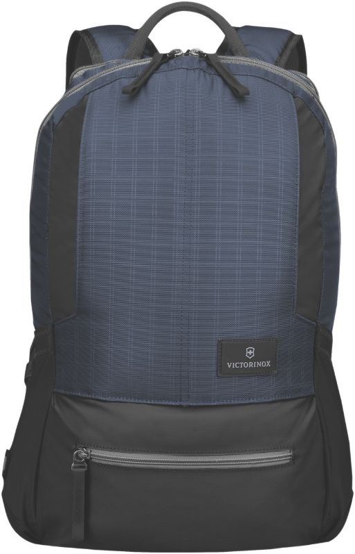 Navy and grey Victorinox Altmont 3.0 laptop backpack with padded compartment, organized interior, and adjustable straps.