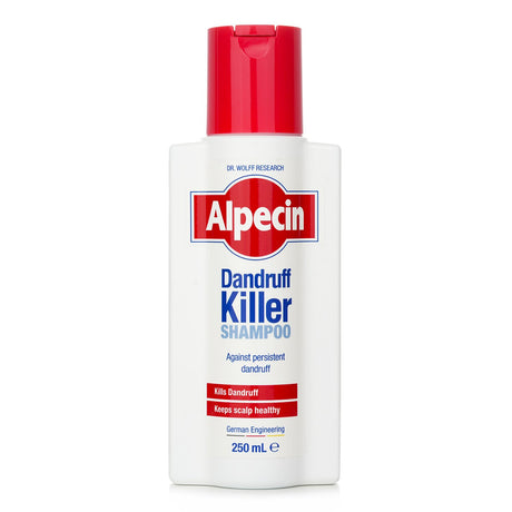 Alpecin Dandruff Killer Shampoo, 250ml, with active ingredients to remove dandruff and improve scalp health for all hair types.