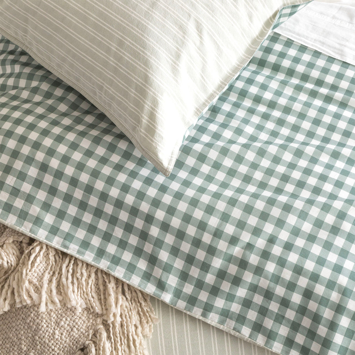 Renee Taylor Alison Yarn Dyed Cotton Reversible European Pillowcase Forest
