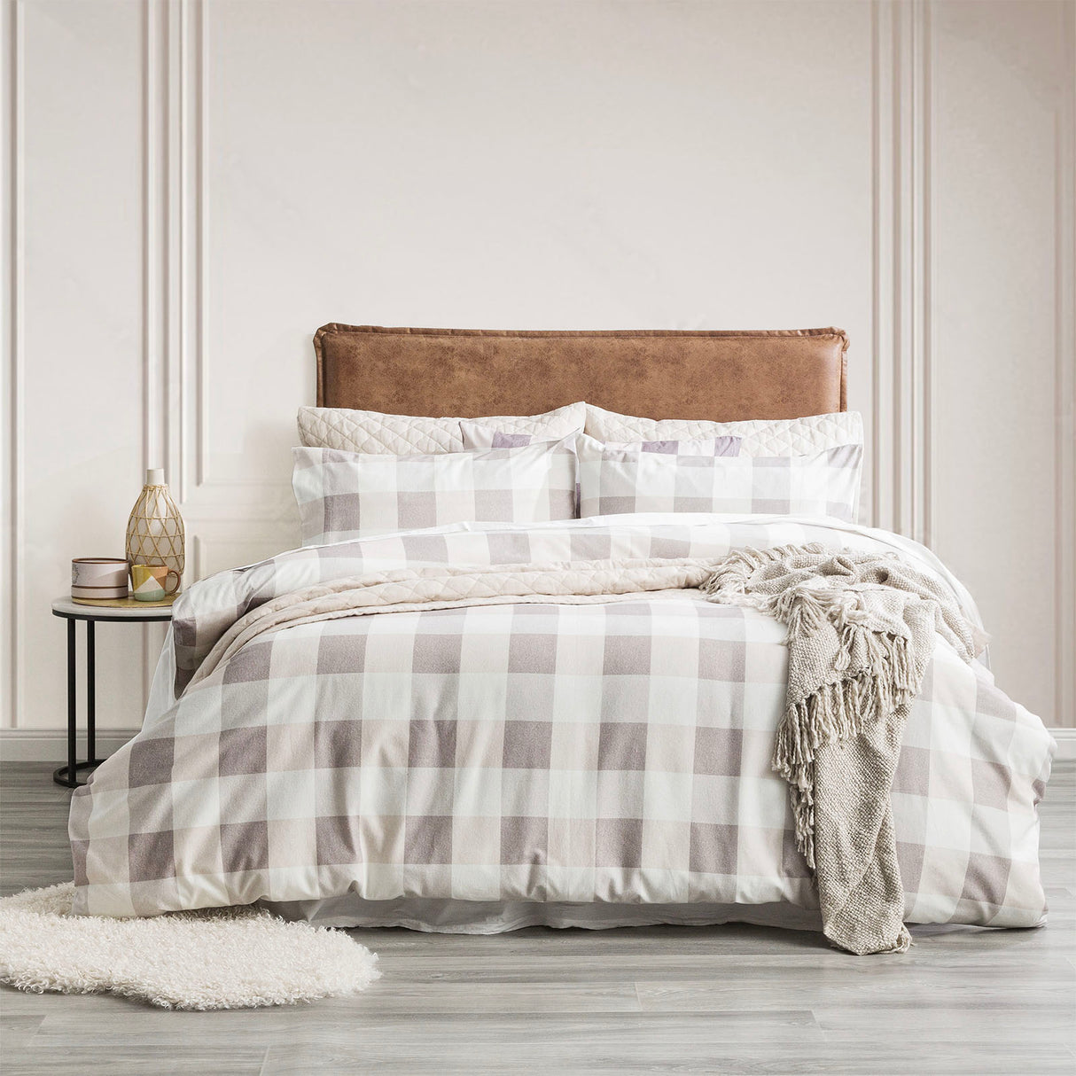 Egyptian Cotton Flannelette Quilt / Duvet Cover Set Single Buffalo Checks