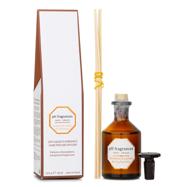 Home perfume diffuser featuring Gardenia & Jasmin de Cachemire scent, 100ml, for a calming and elegant ambiance.