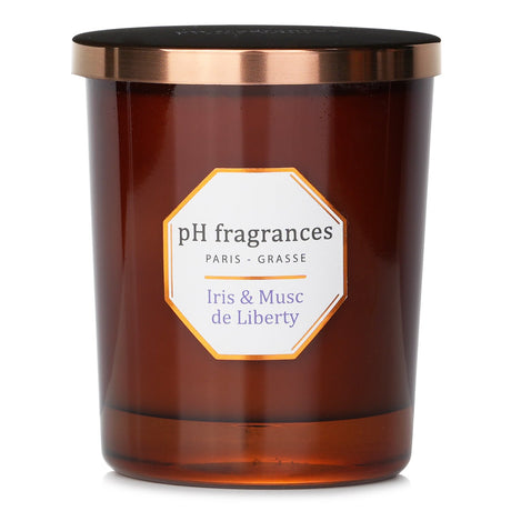 Scented candle with iris and musc, 180g, enhancing ambiance and relaxation in any space with a luxurious fragrance.