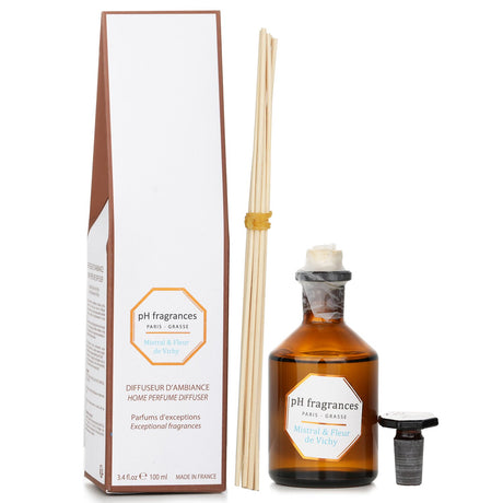 Elegant Home Perfume Diffuser in Mistral & Fleur De Vichy, 100ml, enhances ambiance with calming floral fragrance.