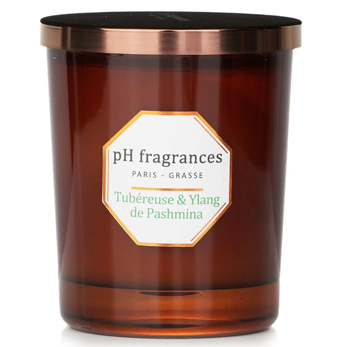 pH Fragrances scented candle with tuberose and ylang-ylang for a serene, relaxing atmosphere; 180g, elegant home decor.