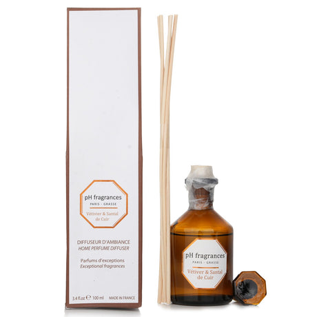 Luxurious pH Fragrances Home Perfume Diffuser in Vetiver & Sandal of Leather, offering a soothing, earthy aroma for any space.