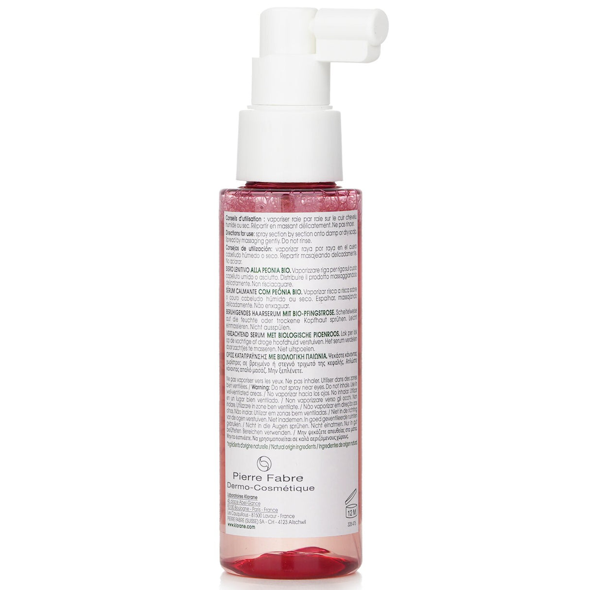 Klorane SOS Soothing Serum with Organic Peony, 100ml, for immediate relief of sensitive scalps with 97% natural ingredients.