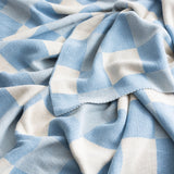 Renee Taylor Newport Checkered Cotton Knitted Throw 130 x 170cms French Blue