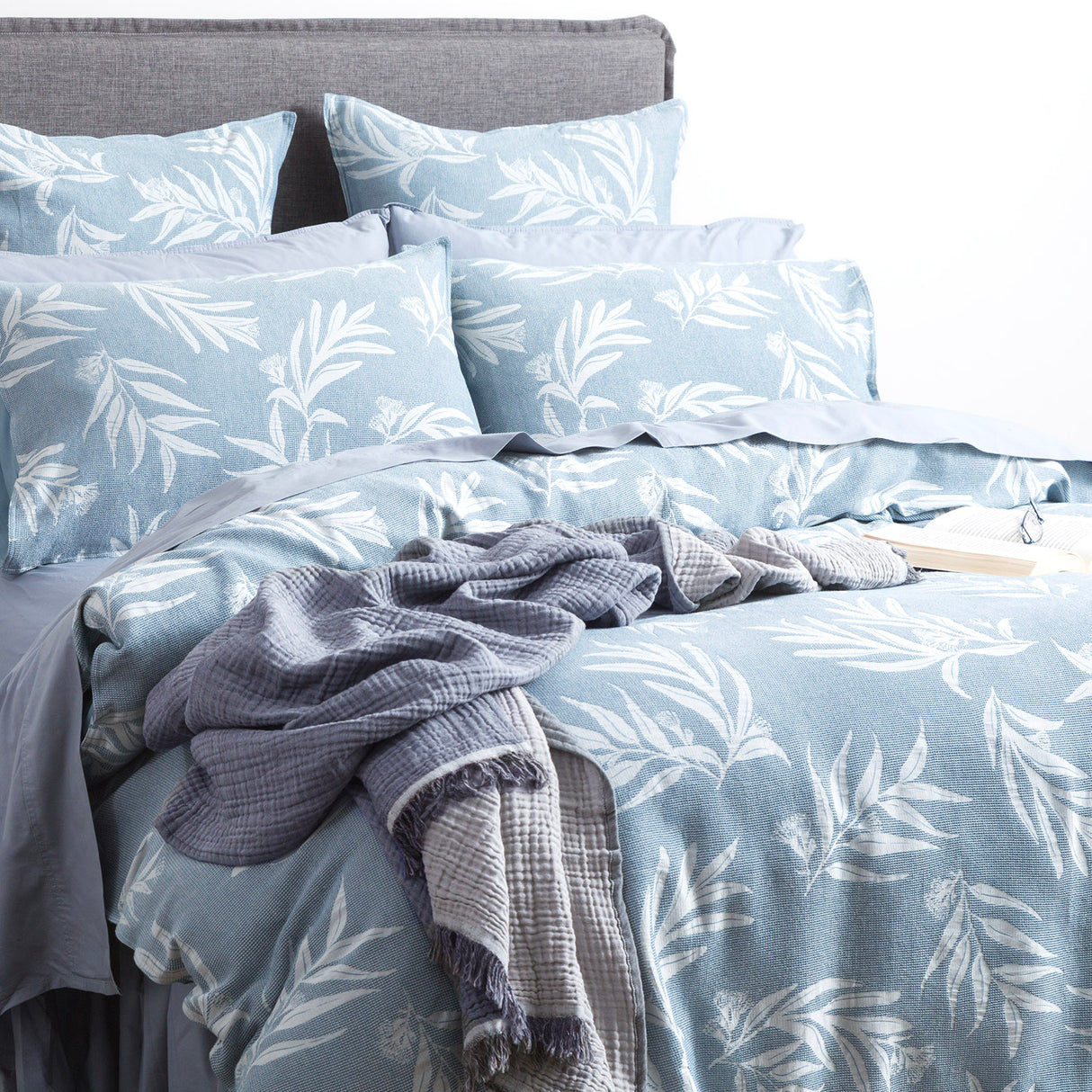 Native Cotton Jacquard  Euro Pillowcase French Blue