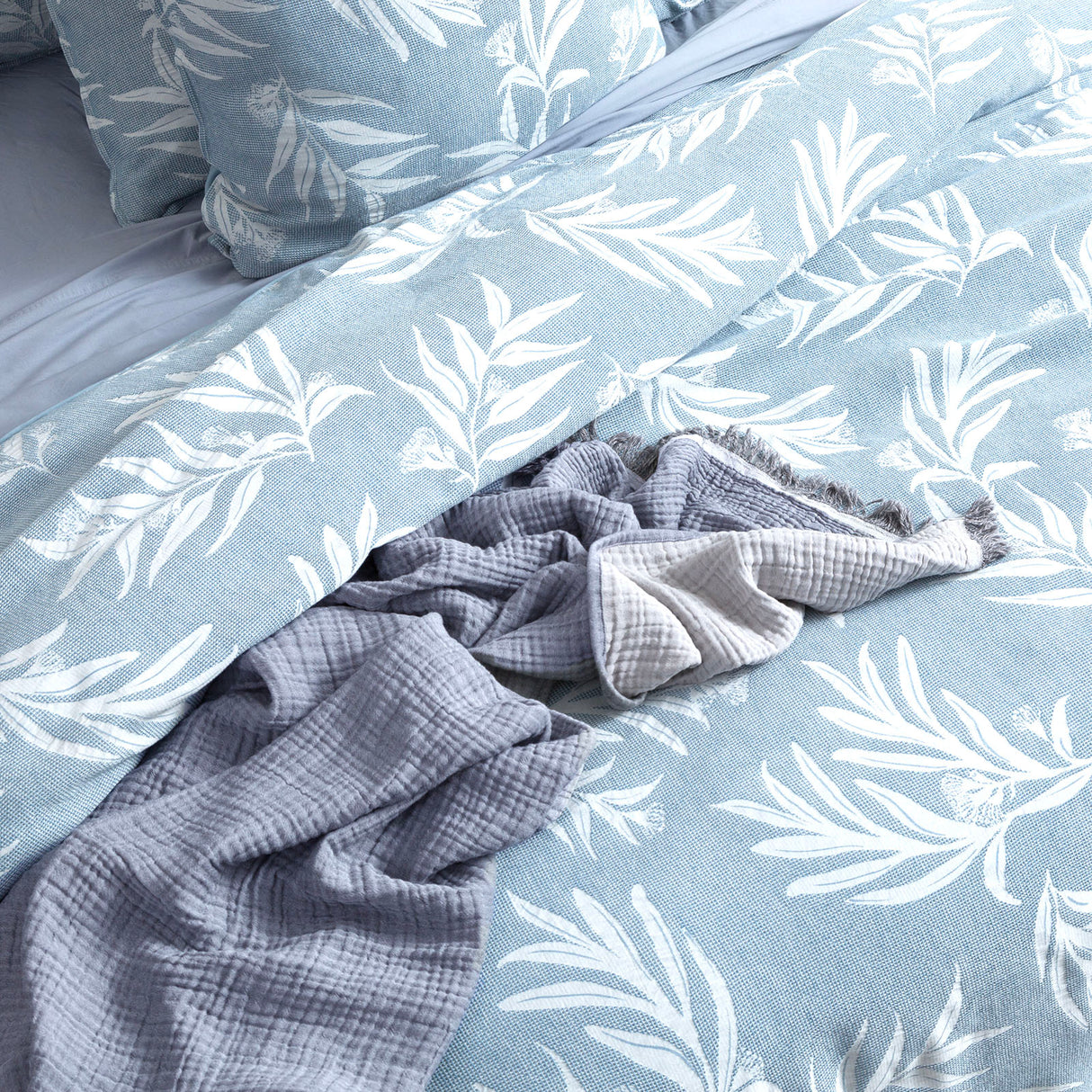 Native Cotton Jacquard  Euro Pillowcase French Blue
