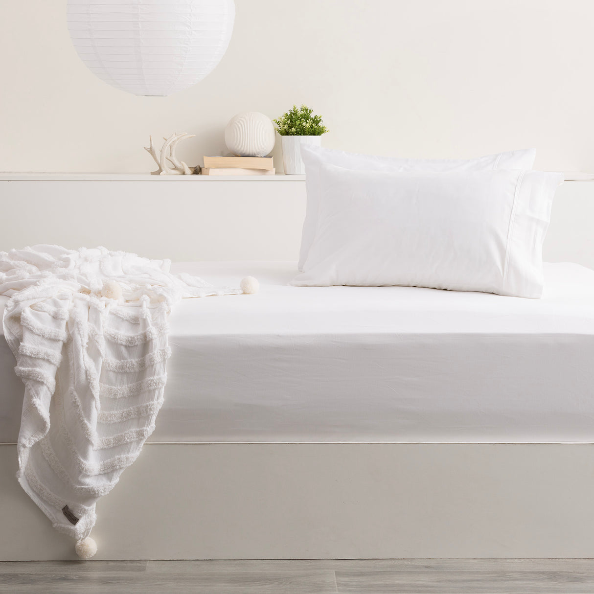 Park Avenue 500 Thread Count Bamboo Cotton Combo Sheet Set King Single White