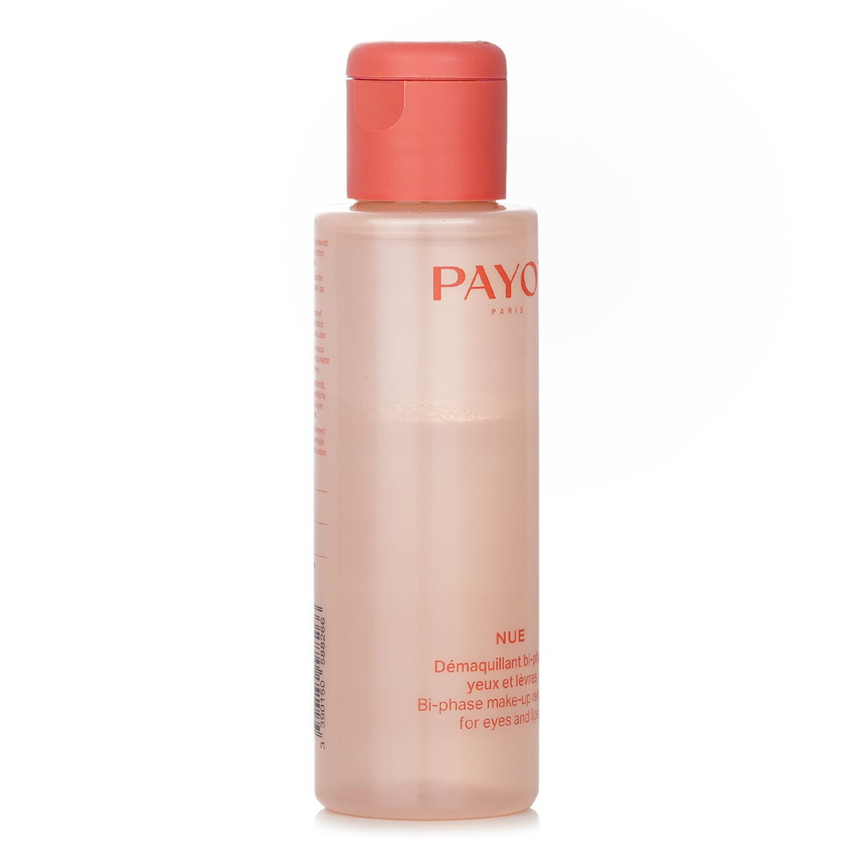 Payot Nue Bi-phase Makeup Remover in travel size, gentle on sensitive skin, removes stubborn makeup with natural ingredients.