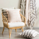 Capri Stripe Cushion Twin Pack 50 x 50cms Polyester Fill - Natural