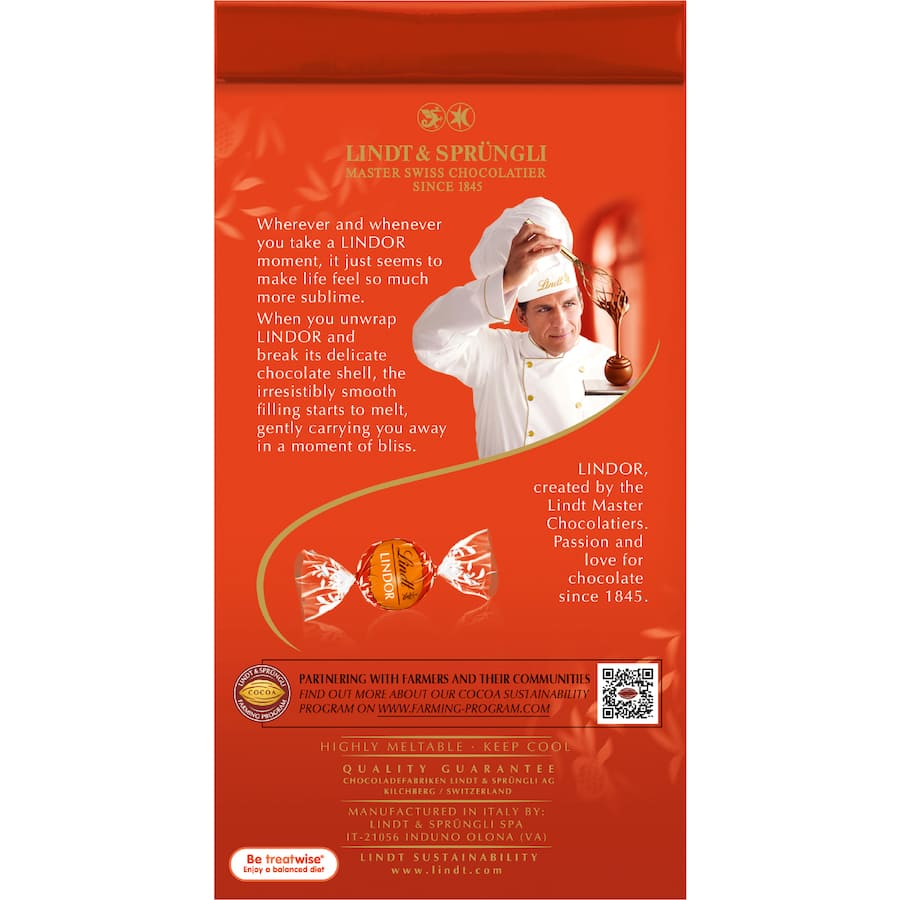 Lindt Lindor Chocolate Sharepack Blood Orange - Bag 123g