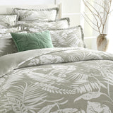 Renee Taylor Palm Tree Jacquard Quilt / Duvet Cover Set Queen Sage Green