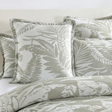 Renee Taylor Palm Tree Jacquard Quilt Cover Set Euro Pillowcase Sage Green