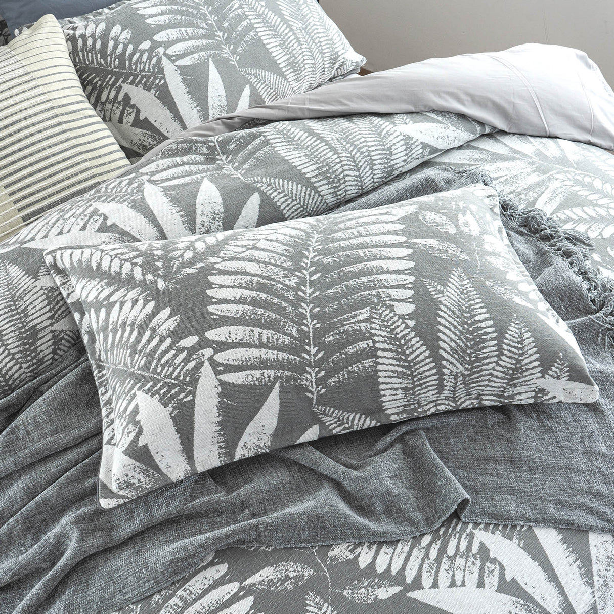 Renee Taylor Raven Jacquard Euro Pillowcase Charcoal