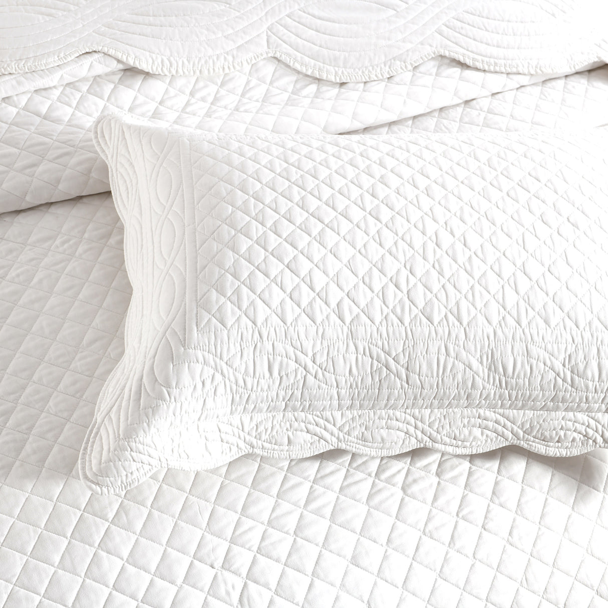 Renee Taylor Scallop Jacquard Coverlet Set Single/Double Pearl